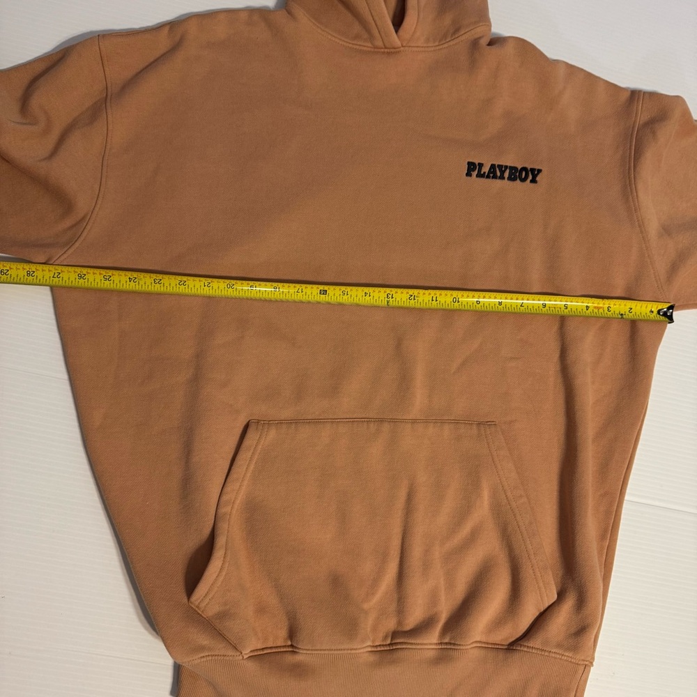 Playboy x Missguided Tan Brown Oversized Graphic Hoodie Bunny Logo - Picture 6 of 6